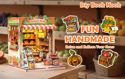 CUTEBEE Book Nook DIY Building Kit with Laser-Cut Precision Pieces 3D Wooden Puzzle  Collectible Desk Home Decor for Gift Idea