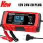 14.6V 15A Lifepo4 Battery Smart Pulse Repair Charger 12V 15A 24V 8A Electric Motorcycles Charger For Lead Acid AGM GEL Battery