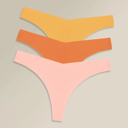 3PCS Women Ice Silk Seamless Thongs Underpants Sexy V-Waist Ultra-thin Panties Girls Low Rise Invisible G-string Lingerie XS-XL