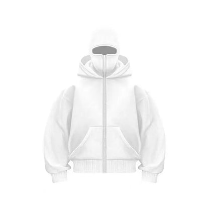 Men and Women Balaclava Y2K Gothic Harajuku Winter New Item Double Hooded Sweatshirt Men's Hooded Mask Zipper Sportswear
