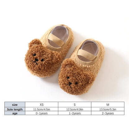 Winter Infant Floor Socks Soft Bottom Anti-slip Newborn Learning Walking Shoes Cute Cartoon Bear Baby Boat Sock Kids Footwear