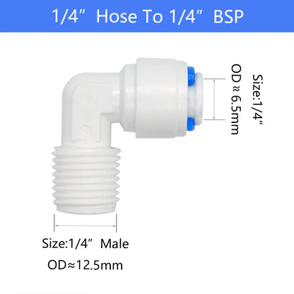 YQBS RO Aquarium Accessories Quick Connector 1/8 1/4 3/8 1/2 3/4BSP Male Thread Adapter Elbow Combination Tube