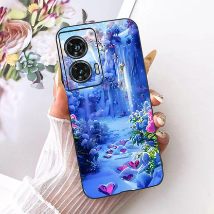 Case For Motorola Edge 50 Fusion Cover XT2429-1 Popular Flower Soft Black Silicone Phone Cases For Motorola G96 5G MotoG96 Funda