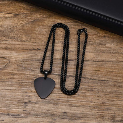 WLP Fashion Guitar Pick Personalized Pendant Stainless Steel Necklace for Men Women Custom Text Pattern Collar Necklace Jewelry