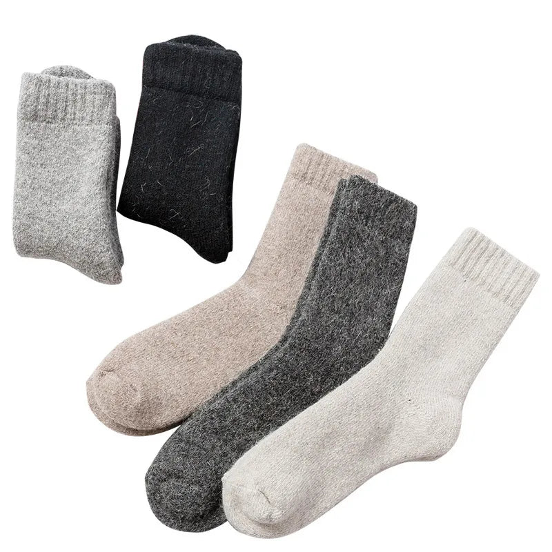 Men Thick Solid Color Socks Merino Wool Warm Winter Snow Thermal Socks Calceta Hombre Skarpety Meskie