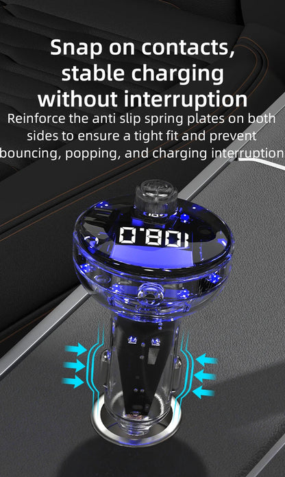 Transparent Car Bluetooth 5.4 FM Transmitter Handsfree Wireless Car Kit Colorful Light Car Charger Mp3 Player FM Modulator