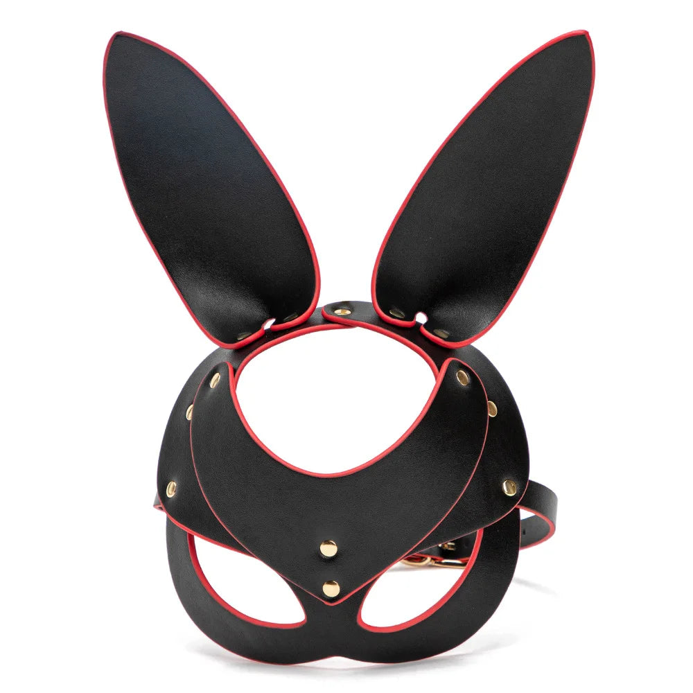 3 Colors Sexy Leather Mask Bunny Girl Cosplay Masquerade Erotic Halloween Carnival Party Masks Bdsm Bondage Games Fetish Mask