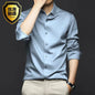 S-6XL Men's Long Sleeve Shirt Luxury Wrinkle Resistant Pure White Shirt Business Dress Casual Ice Silk Glossy Shirt