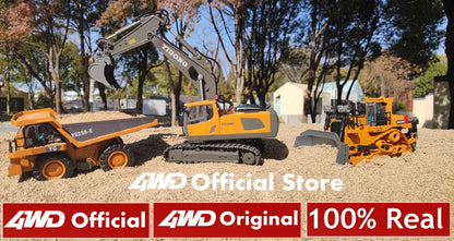 4WD Remote Control Excavator 4x4 Alloy Dump Truck Bulldozer Radio Model RC Car Construction Vehicle with Lights Sound Toy Gift