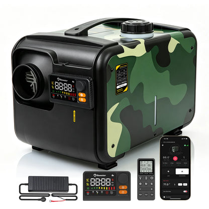 8KW Portable Horizontal Diesel Air Heater 12V Bluetooth LCD Adapter For Car Truck RV Camper Motorhome Campinging Home Heating