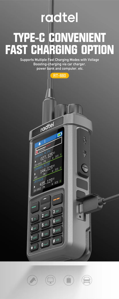 Radtel RT-880G 10w APRS+GPS Ham Radio with Cross Band Repeater Short Wave HF SSB CB  Walkie Talkie  AM USB LSB CW 1024 Channels