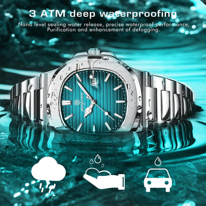 PAAZOMU Top Luxury Brand Man Watch Sports Waterproof Luminous Date Men Wristwatch Square Dial Quartz Men's Watches High Quality