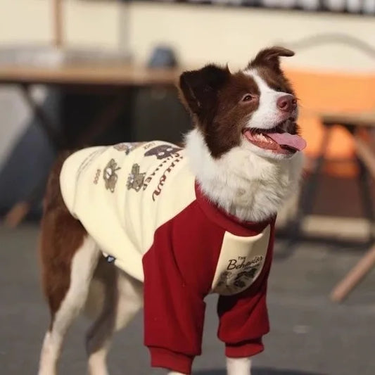 Cartoon Pattern Large Dog Hoodie Sweatshirt Autumn Winter Warm Pullover Pet Coat  Suitable For Medium Large Dogs Husky Pitbull