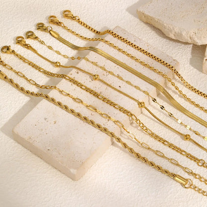Non Tarnish Stainless Steel Bracelet Gold Plated Stackable for Women, Thin Herringbone Chain Bracelet Waterproof Jewelry Gift