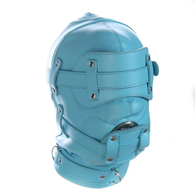 BDSM PU Leather Sexy Hood Masks Costumes Adults Cosplay Party Face Mask Metal Buckle Blindfold Hood Punk Role Play Accessories