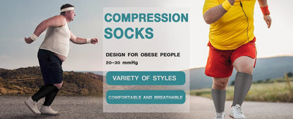 2XL-4XL Plus Size Compression Socks for Women Men 20-30 MMHg Wide Calf Extra Large Knee High Flight Sock for Circulation Support