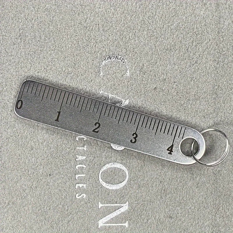 Portable Stainless Steel Mini Ruler with Keychain - Measuring Tool for Office and School Supplies
