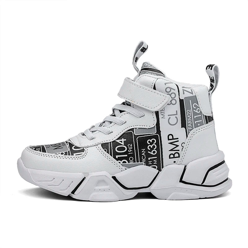 Children Shoes Boy Sneakers Fashion Print Luxury Designer High Top Sneakers Kids Tenis Shoes Boy Sports Casual