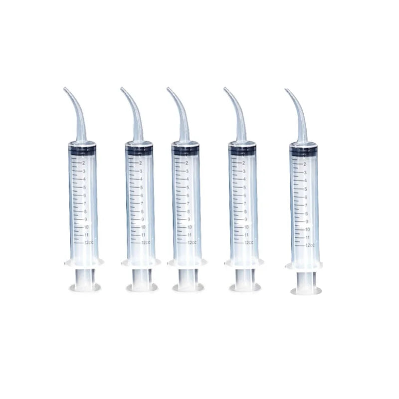 5Pcs Dental Disposable Irrigation Syringe With Curved Tip 12ml For Dentist Use Dental Consumable Tool Oral Teeth Whitening