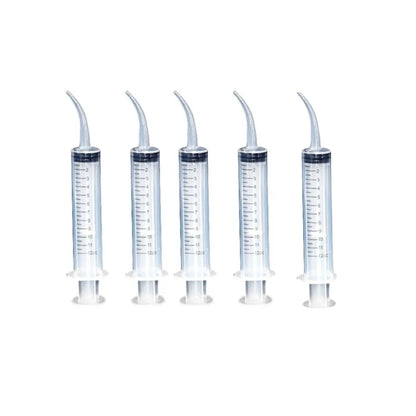 5Pcs Dental Disposable Irrigation Syringe With Curved Tip 12ml For Dentist Use Dental Consumable Tool Oral Teeth Whitening