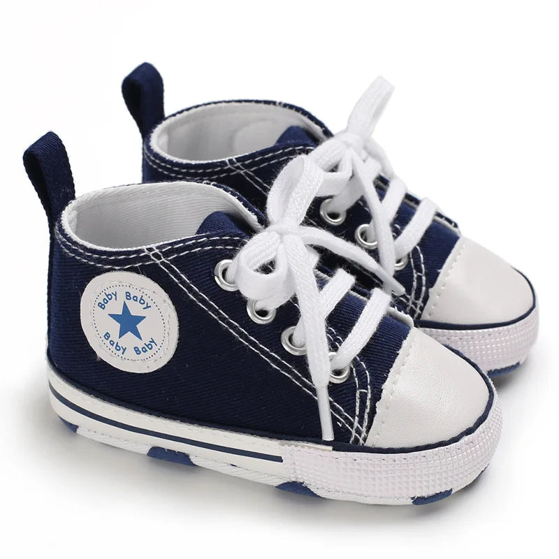 Print Star Sports Baby Canvas Classic Sneakers Newborn Baby Boys Girls First Walkers Shoes Infant Toddler Anti-slip Baby Shoes
