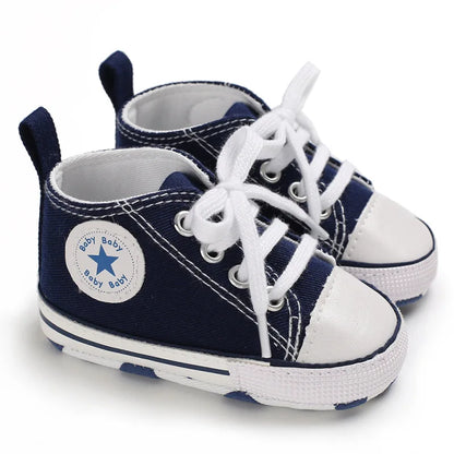Print Star Sports Baby Canvas Classic Sneakers Newborn Baby Boys Girls First Walkers Shoes Infant Toddler Anti-slip Baby Shoes