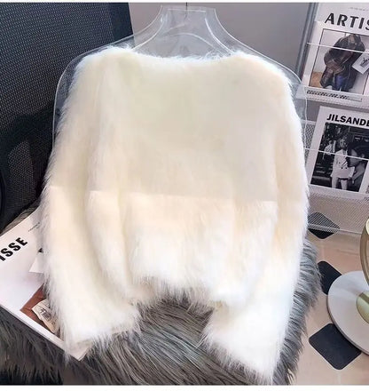 Imitation Mink Cashmere Knitted Cardigan Sweater Coat Women Autumn And Winter 2023 Popular European Soft Cardigan Sweater Female