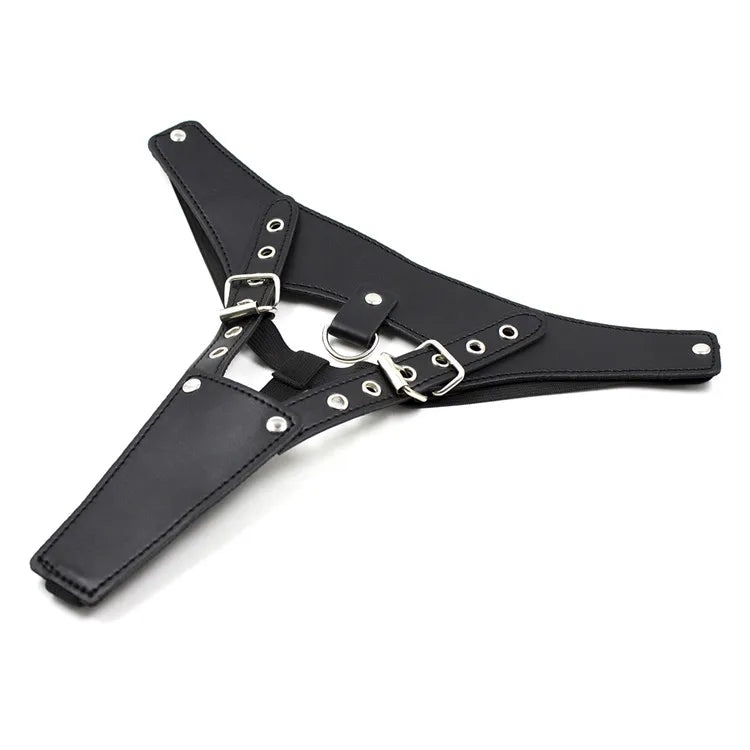 Erotic Underwear Thong PU Leather Male Chastity Panties Cock Penis Sleeve Ring Harness Straps BDSM Restraint  Belt for Men