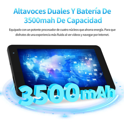 PRITOM 7 Inch Tablet PC 32 GB Android 13 with Quad Core Processor HD IPS Display Dual Camera WiFi with PU Protective Case