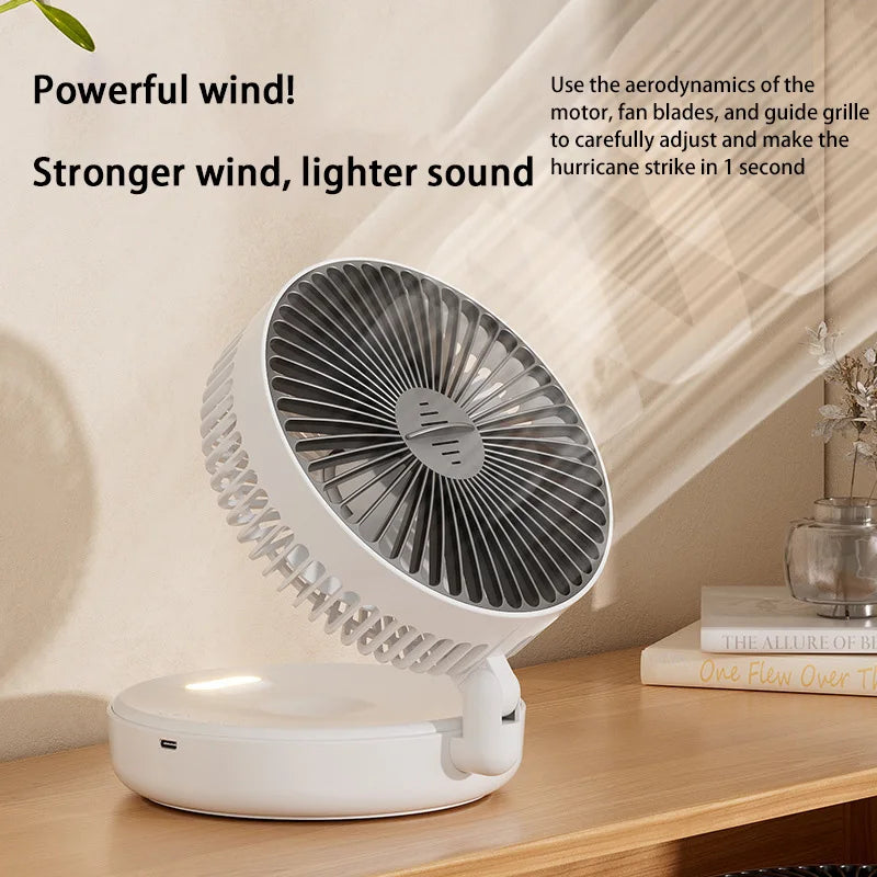 Lenovo 5000mAh 3IN1 Rechargeable Multifunctional Portable Fan Wall Mounted Fan 90° Folding Fan 4 Gears With Warm Night Light