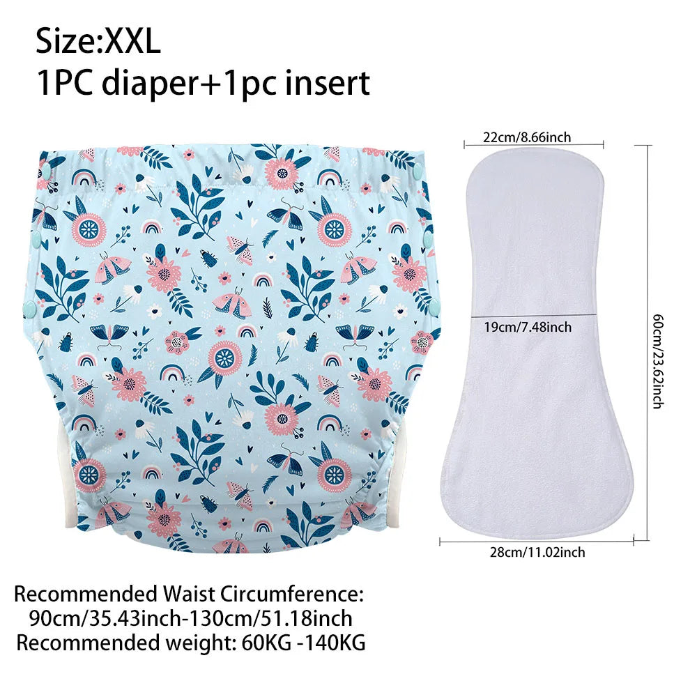 Ice Silk Adult Cloth Disaper Waterproof Old Man's Diaper Pants Reusable Diapers Trouser Pocket Anti-leak Breathable Nappy Pads