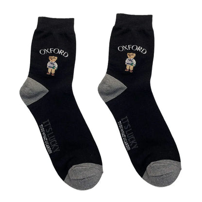 Good Quality Cartoon Gentleman Bear Men's Socks Cotton Harajuku Style Sport Boys Skateboard Novelty Breathable  Christmas Gifts