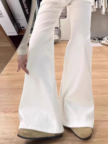 Botvotee White Flare Leg Jeans for Women 2025 Y2k Fashion High Waisted Wide Leg Skinny Stretch Casual Vintage Denim Jeans 90339