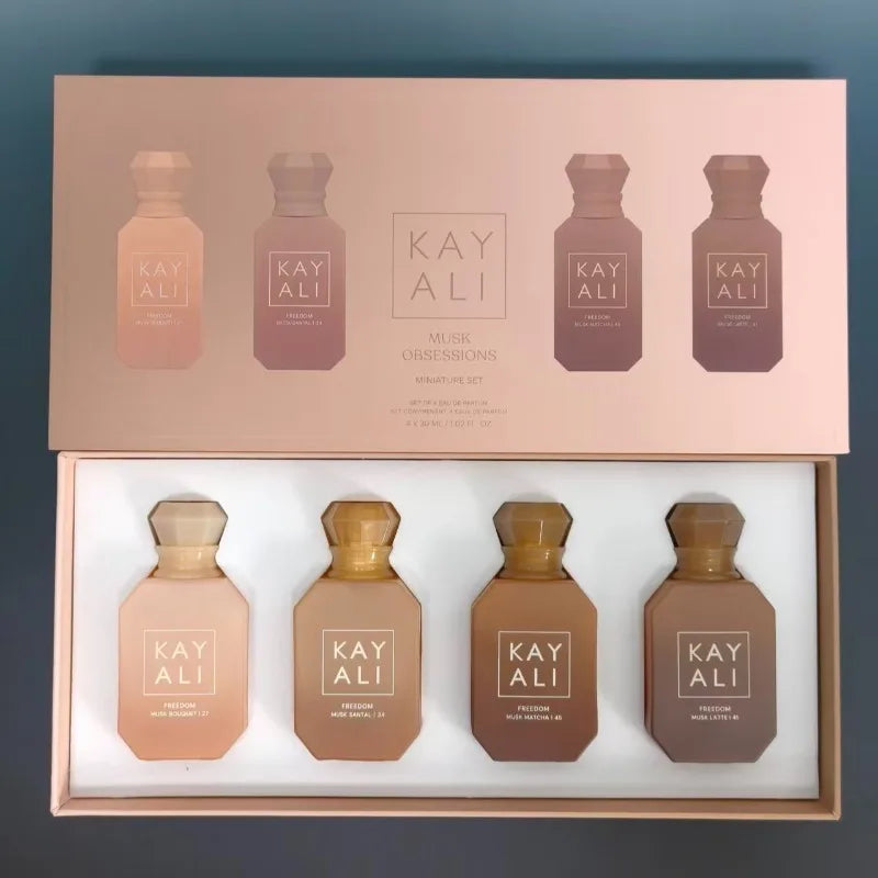 KAYALI Unisex Perfume Set 4*30ml Long Lasting Fresh Elegant Freedom Musk Floral Natural Fragrance Four Scents Musk Obsessions