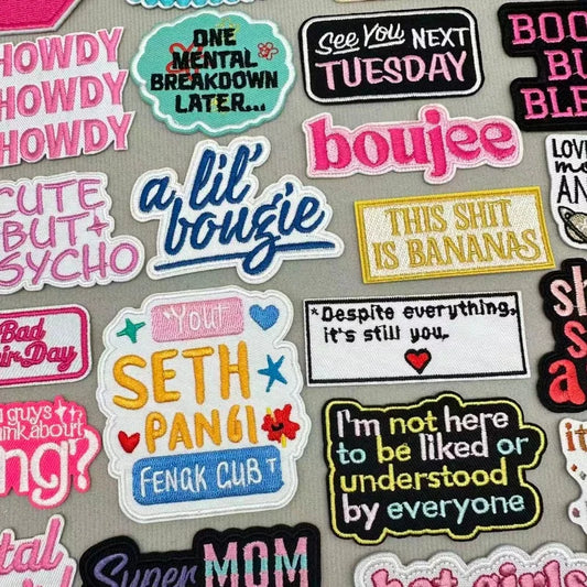 Cartoon Embroidered Patches For Clothing Slogan Letters Embroidery Patch For Clothes Iron On Patches On Clothes Jackets DIY