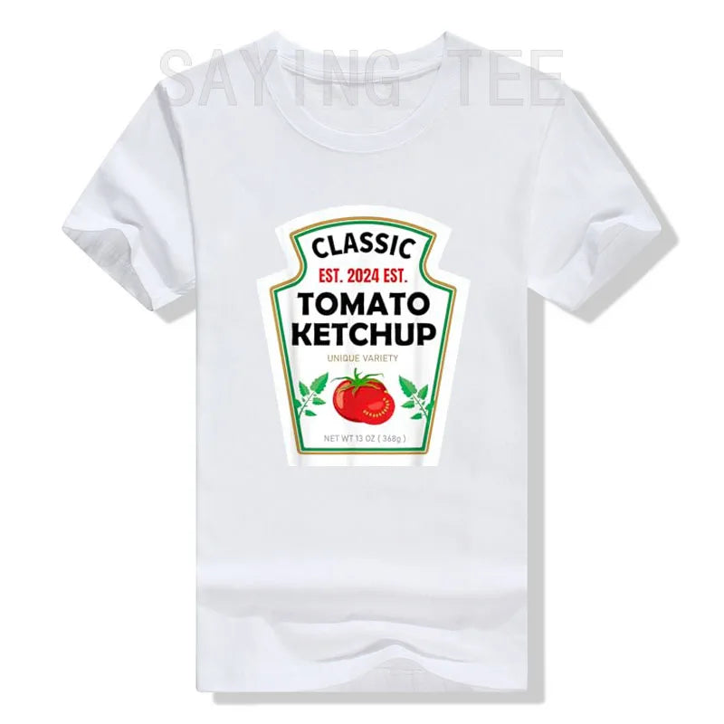 Red Ketchup Yellow Mustard DIY Costume Matching Couples Groups Halloween T-Shirt Gifts Lazy Easy Condiments Costumes Couple Tops
