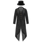 Kids Boys Vintage Steampunk Tailcoat Jacket Halloween Costume Gothic Medieval Clothes Court Uniform Magician Ringmaster Cosplay