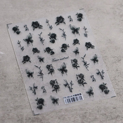 1pcs 5D Star Moon Nail Stickers Kawaii Pink Retro Bronzing Nail Art Sticker Decorations Decals DIY Adhesive Slider Accessories