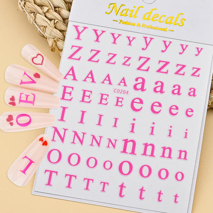 3D Glittery Gothic Letter Design Nail Art Stickers Uppercase Alphabet Letters Artistic Designs DIY Nail Art Decals Decoration #1
