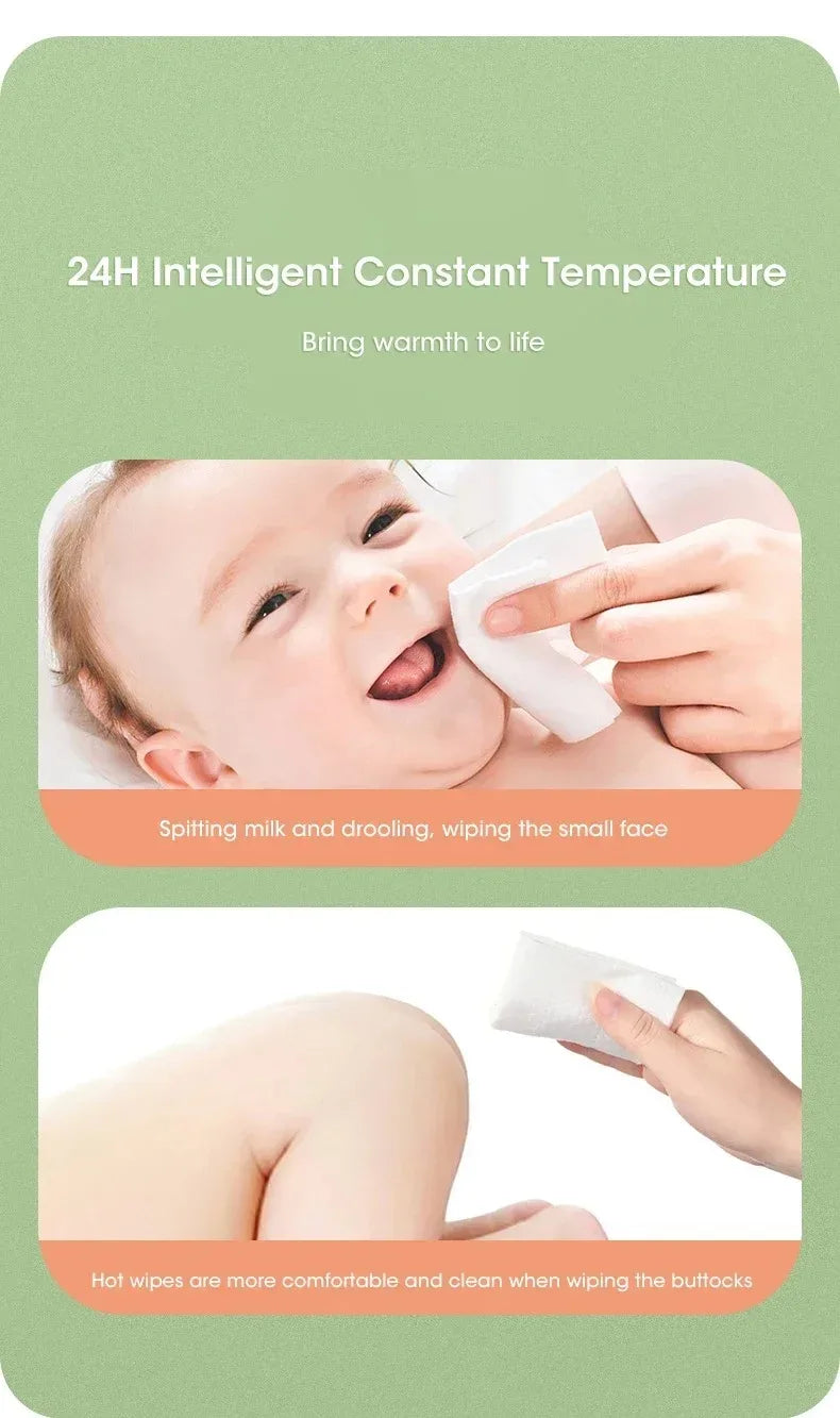 Baby Wipe Heater Portable Baby Wet Wipe Heater with LED Display USB Charging Wipe Heater Baby Wipe Heating Box For Home Car