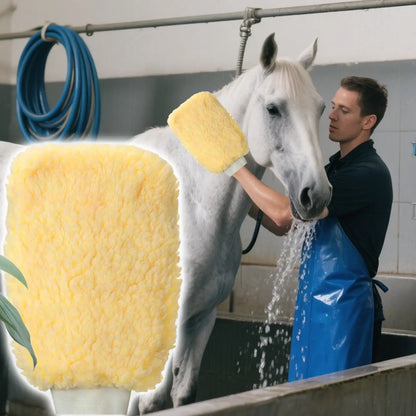 Tick Mitt Applicator Glove for Horses, Fleece Grooming Mitt for Bathing Cleaning, Multifunctional Animal Glove Cats Dogs Bunny