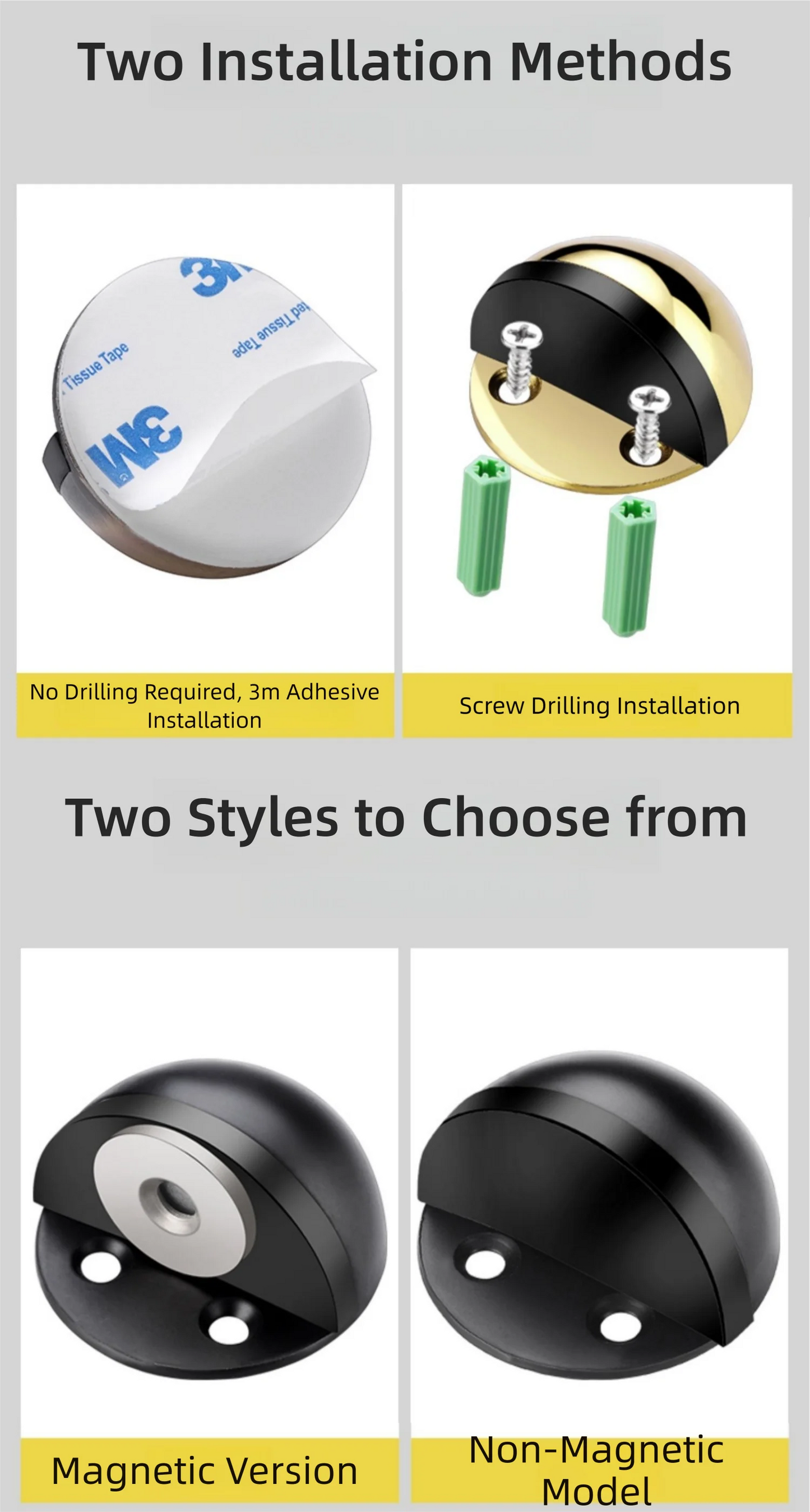 No-Drill Magnetic Door Stopper: Silicone Anti-Collision Buffer for Glass & Bedroom Doors - Windproof Floor Mount