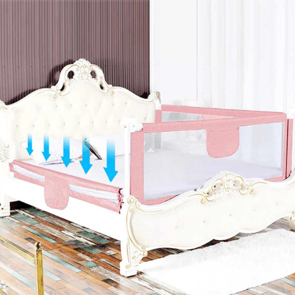 Bed fence for toddlers, Vertical lift bed guard, adjustable height, baby bed grid, 150/200/cm, gray Pink Blue