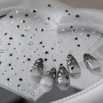 Bronzing Nails Sticker Ice Transparent Star Back Adhesive Nail Art Stickers Cool Five-pointed Star Manicure Decoration 3D Decals