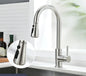 Kitchen Faucets Brushed Nickel Pull Out Kitchen Sink Water Tap Deck Mounted Mixer Stream Sprayer Head Hot Cold Taps Sliver