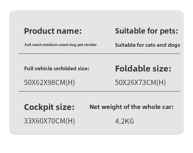 Medium and Large Dog Multi-functional Pet Cart Outdoor Travel Large Walking Dog Cart Portable and Foldable