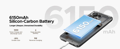 DOOGEE Note56 X Android 16 Smartphone 24GB 64GB 6.56" HD+ Screen 6150mAh Large Battery 8MP+5MP Face Unlock CellPhone