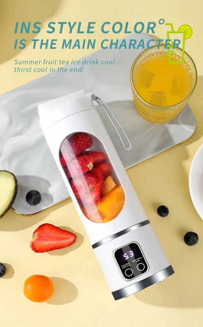 2026 Naujas buitinis įkraunamas MINI smulkinto ledo elektrinis sulčiaspaudės aparatas Galingas variklis 450ML didelės talpos skaitmeninio ekrano sulčių puodelis