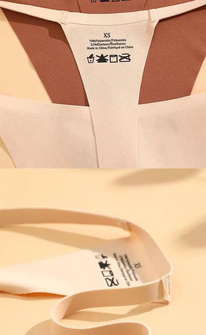 4PCS/Set Silk Seamless Thongs for Women Sexy Low Rise Panties Female Ultra Thin Breathable Underwear G-String T-Back Underpants