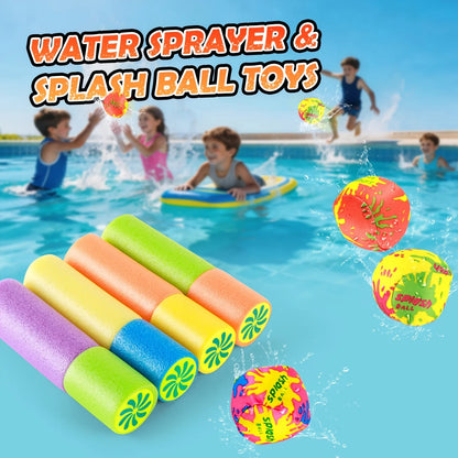 8/16Pcs Small Water Guns And Absorbent Water Balloons Toys Summer Foam WaterGun Outdoor Swimming Pool Beach Party Games Toys